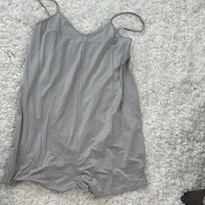 Gray Spaghetti Strap Slip onsie with shorts